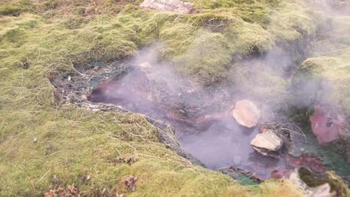 Hot Geothermal Hot Springs and Geyser with Steam Iceland