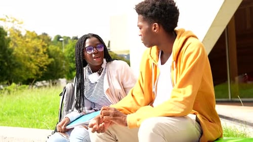 African Students Chatting Relaxed in the Campus