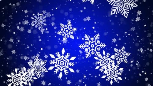 Blue Snow Flakes and Stars Particle Bokeh Winter