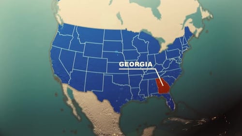 Animated Earth Globe Zoom to US State Highlight and Text