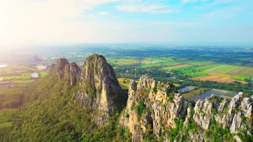 Breathtaking aerial views over the limestone mountains