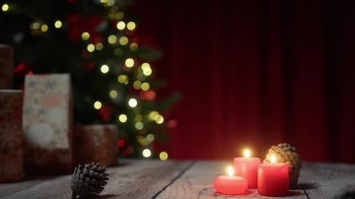 Christmas Tree and Candles Celebrate Holiday Season