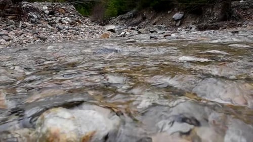 Water flowing through a rocky creek.