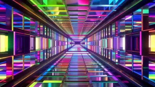 Colorful Neon Geometric Tunnel VJ Loop Motion Background