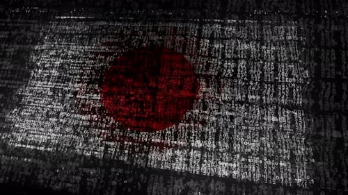 Japan flag waving with security code