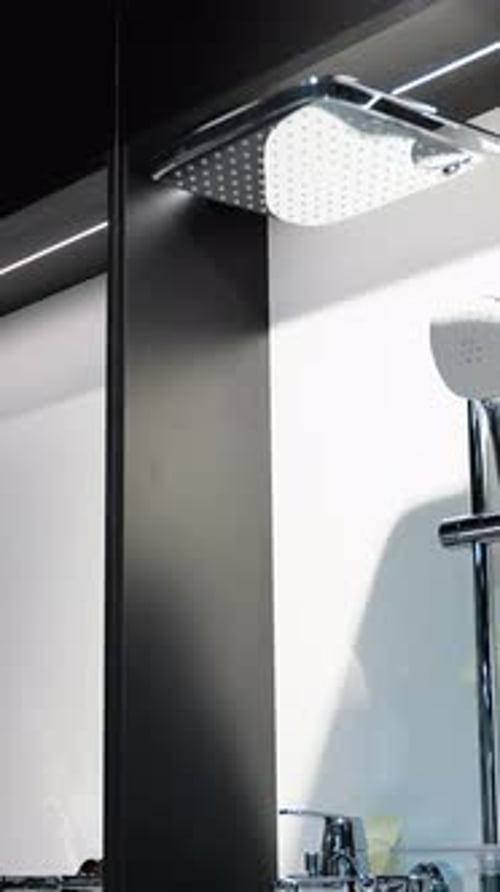 Shower Fixture Exhibition in Modern Plumbing Showroom