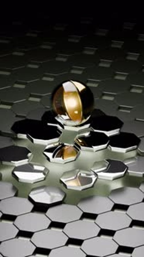 3D-Animation mit Metallkugeln, die eine Schleife befriedigen