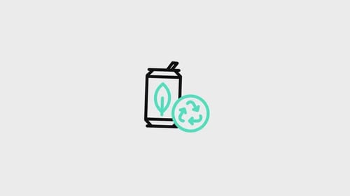 Animated Eco-Friendly Can with Leaf and Recycling Symbol