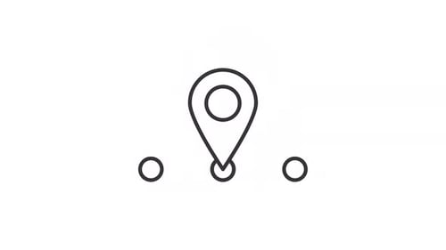 Animation noire simple en ligne fine de l'icône de chargement du pointeur de la carte