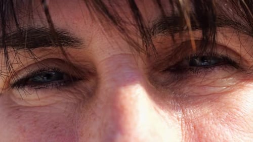 Extreme Close Up of Blue Eyes and Face