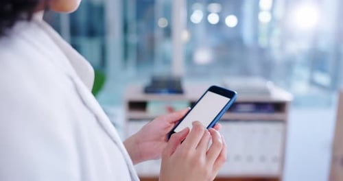 Woman Taps a Smart Phone Touch Screen