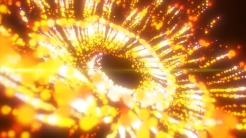 Golden Abstract Particle Swirl Motion Background