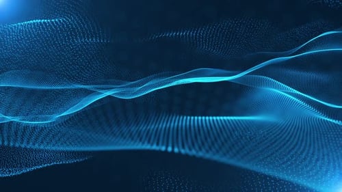 Futuristic Blue Particle Wave Digital Loop Background