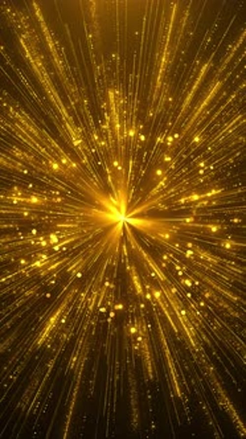 Radiant Golden Light Particle Burst Vertical Background