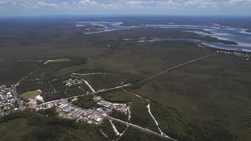 Forested Landscape Of Rainbow Beach With View Of Great Sandy Strait River In Queensland, Australia.