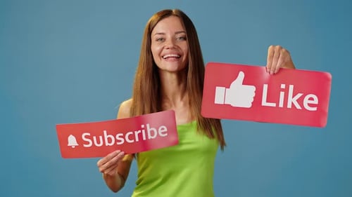 Influencer Asking Users to Like and Subscribe on Her Page