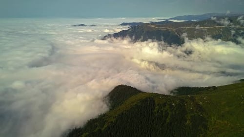 Aerial View Sea of Clouds With Mountains