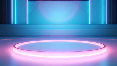 Futuristic Neon Stage Podium Background Loop