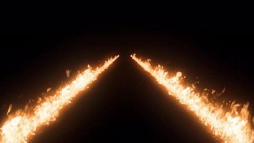 Trail of Fire. Burning Line. Fire Line. Fire Trail on Road