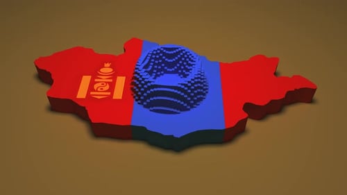 3D Mongolia Map Flag Reveal Animation