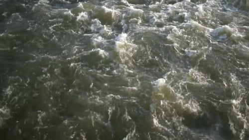 Panoramic view of the river current. Fixed camera.