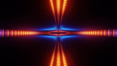 Blue And Orange Sci-Fi Blinded Ellipse Tunnel Background Vj Loop In 4K