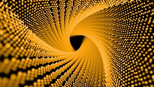 Animation Of Colorful Particle Triangle Tunnel, 3d Digital High Tech Particle Tunnel, Flying Through