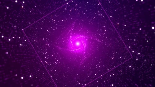 Abstract image of a purple and blue background with a central circle emitting lines of light Space