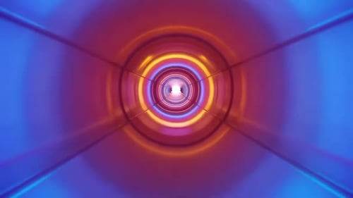 Couloir de science-fiction abstrait avec néons aux couleurs vives