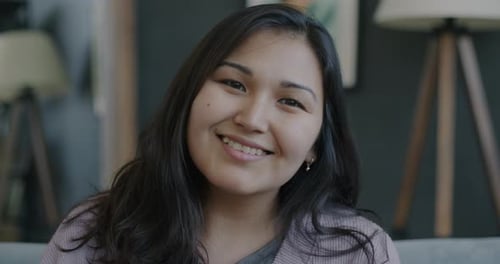 Smiling Young Adult Woman Close Up Portrait