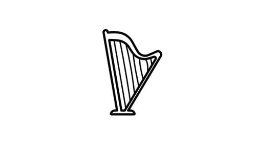 Minimalist Harp Line Art Drawing Animation