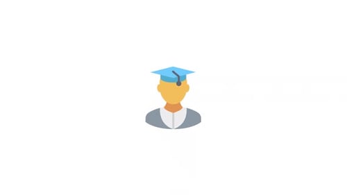 Animated Flat Design Graduation Cap Icon