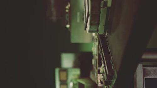 Vertical of Old Computers From the 80s in an Abandoned Computing Center