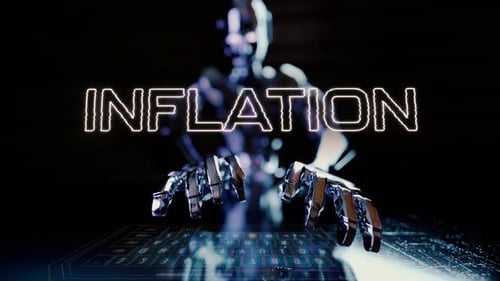 Futuristic Robot Typing Neon Glitch Inflation Text Reveal