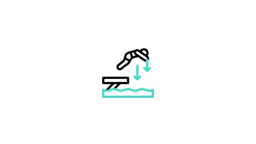 Flat Design Animated Icon of a Person Diving into Water