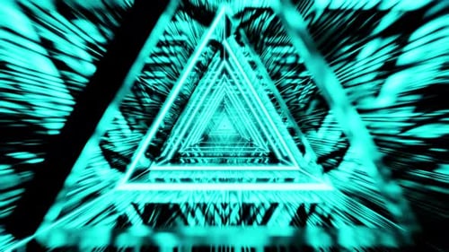 Cyan Waved Triangle Vj Loop Tunnel Background