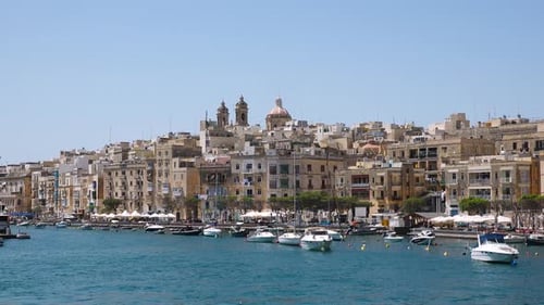 A Majestic View of Valletta's Fortifications From the Grand Harbour. Valletta, the Capital City of M