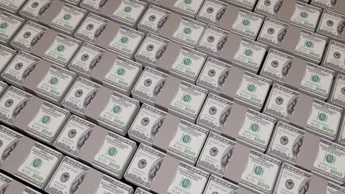 Animated Hundred Dollar Bills Falling Loop Background