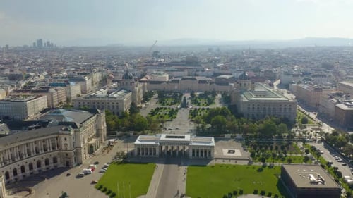 High Aerial View of Outer Castle Gate and Maria Theresien Platz in Vienna, Austria