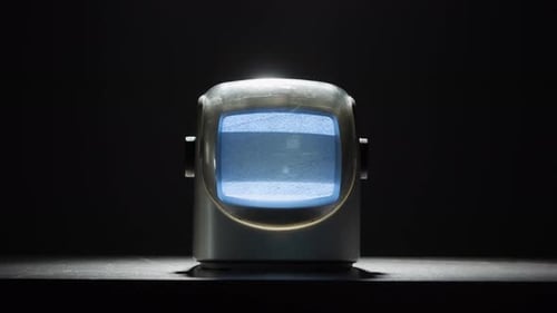 Retro Television with Static Screen and Black Background