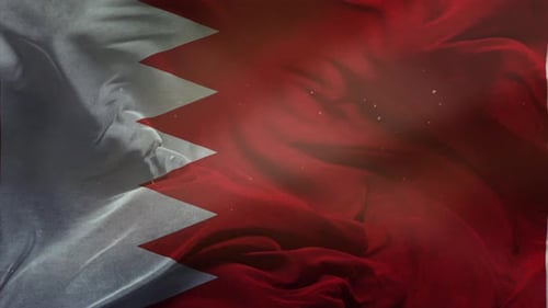 Waving Bahrain National Flag Realistic Fabric Animation