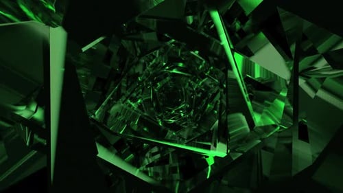 Renderização 3D de vídeo de animação abstrato sem costura com túnel verde