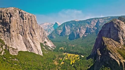 Aerial View of stunning Rock Formations in Yosemite National Park