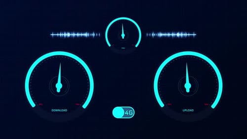 5g technology concept speed test mobile application running cellular networks.