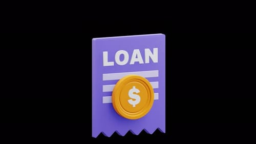Animated 3D Loan Document with Rotating Gold Coin