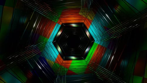 Multicolor Hexagonal Mesh Tunnel Background Vj Loop In 4K