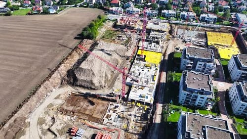 Aerial View of New Construction in Suburban Neighborhood