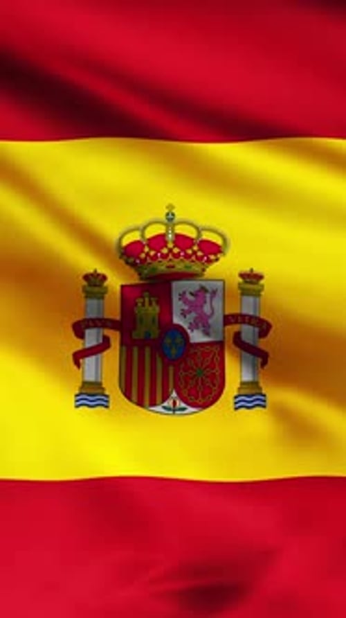 Realistic Spanish Flag Waving Seamlessly
