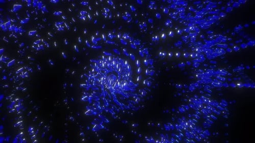 Futuristic Blue Glowing Particles Swirling Tunnel Abstract Background