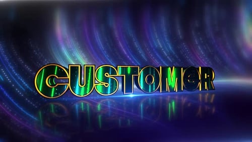 Customer Futuristic Neon Text On Cybernetic Canvas